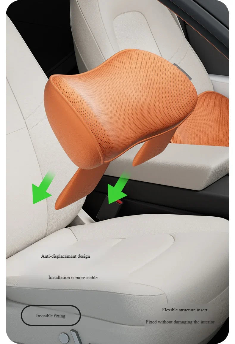 Car Seat Memory Foam Lumbar Support Pillow – Breathable Back Protector for Car & Office Chair