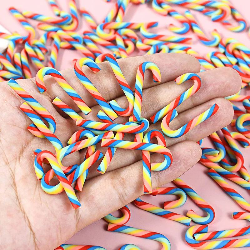 10/30/50Pcs Mini Candy Cane Christmas Decoration Red White Resin Candy DIY Crafts Xmas Pendant Navidad Home Decor 2026 New Year