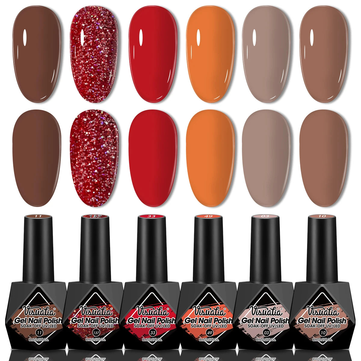 Pink Gel Nail Polish Set - 6pcs All Season Gel Nail Polish Set, UV Gel Polish, Hypoallergenic, Shimmery Finish - Suitable for Na