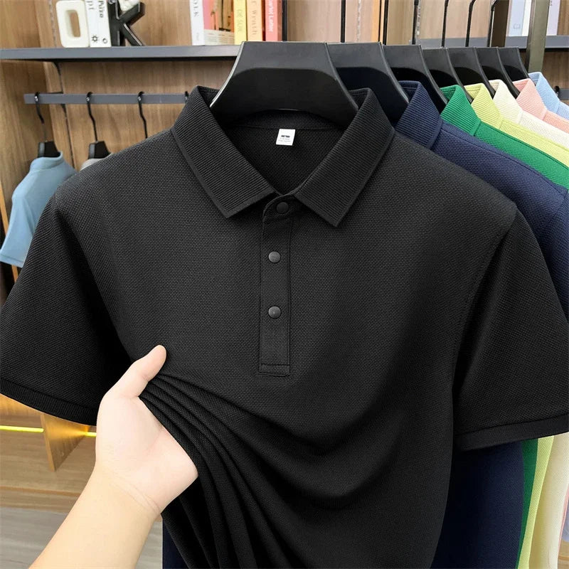 Men's Casual Lapel Polo Shirt - Soft Breathable Fabric, Everyday
