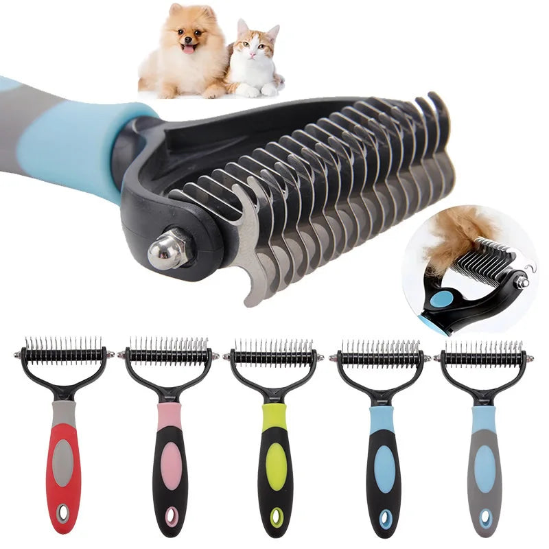Pet Hair Remover Grooming Brush - Dog & Cat Deshedding Comb
