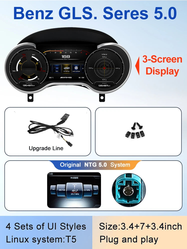 STWEI 2024 New Lcd Digital Dashboard Cluster Digital Speedometer For Mercedes Benz A Class W176 GLA CLA  C117 GLC W205 W212 W207