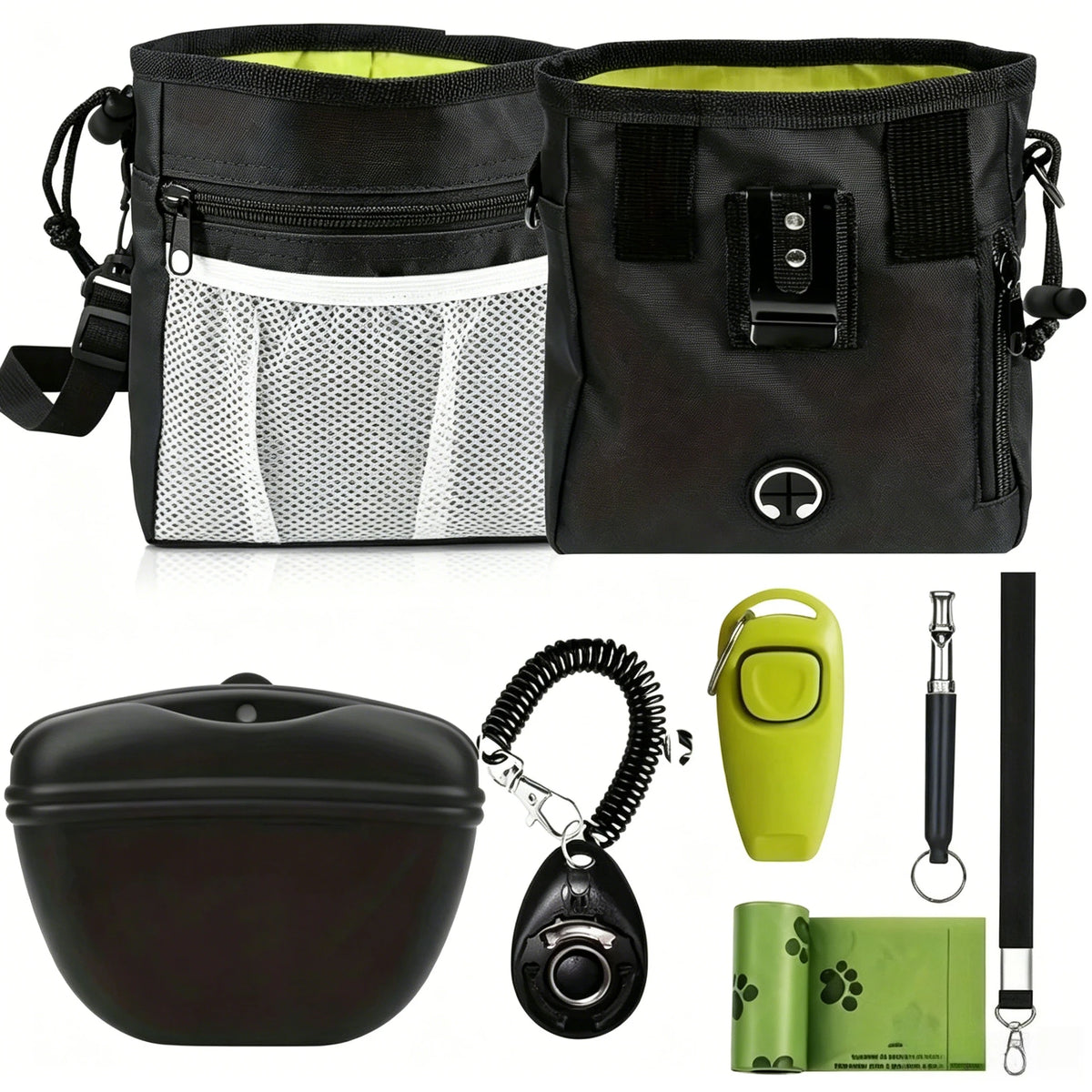 Dog Training Kit - Treat Pouch, Clicker, Whistle & Poop Bags