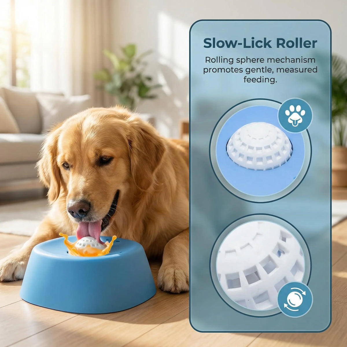 Dog Lick Bowl with Rolling Ball - Slow Feeder for Wet Food & Water - photo 2