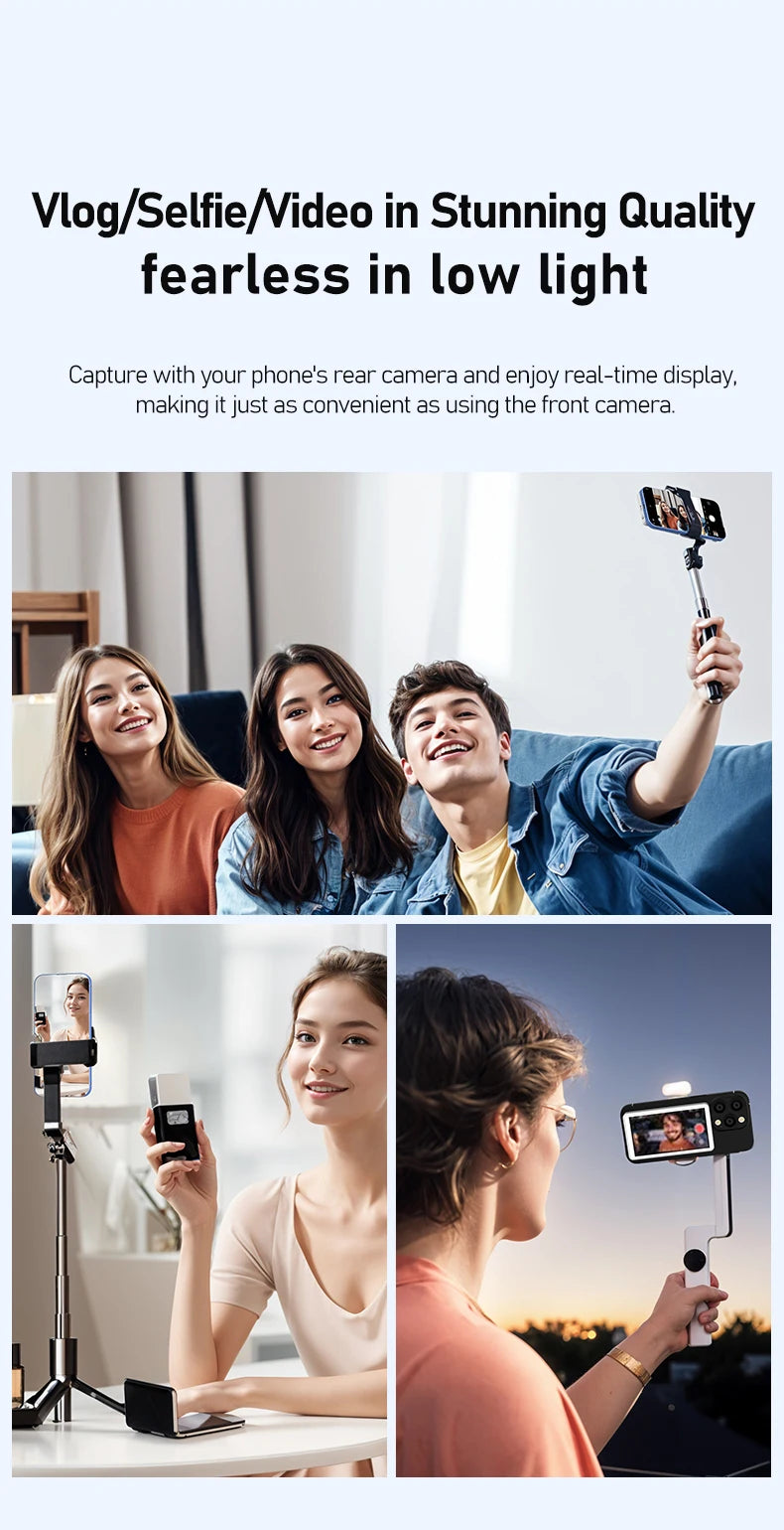 Smartphone Rear Camera Selfie Display Screen Wireless Wi-Fi Mirroring Magnetic Attachment for iOS Android Harmony OS