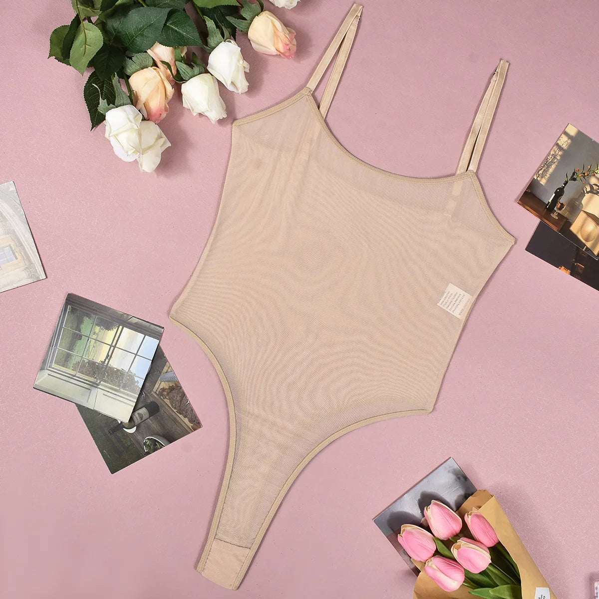 Women's sheer mesh fitted bodysuit — view 18 of 20