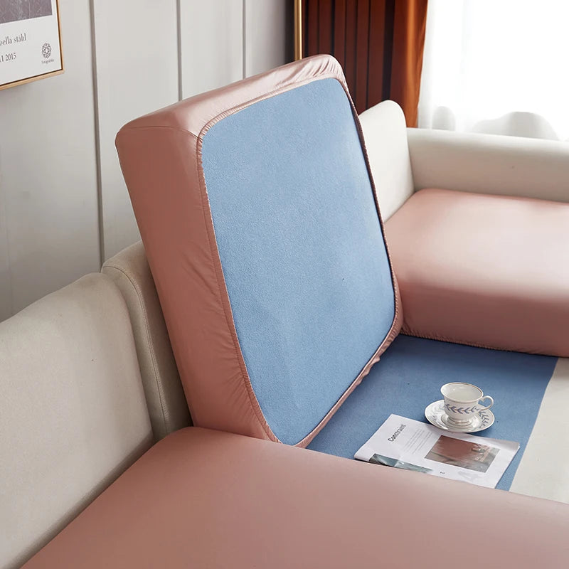 Stretch PU leather waterproof sofa cushion cover sofa seat slipcover backrest cover easy clean sofa protector for pets kids