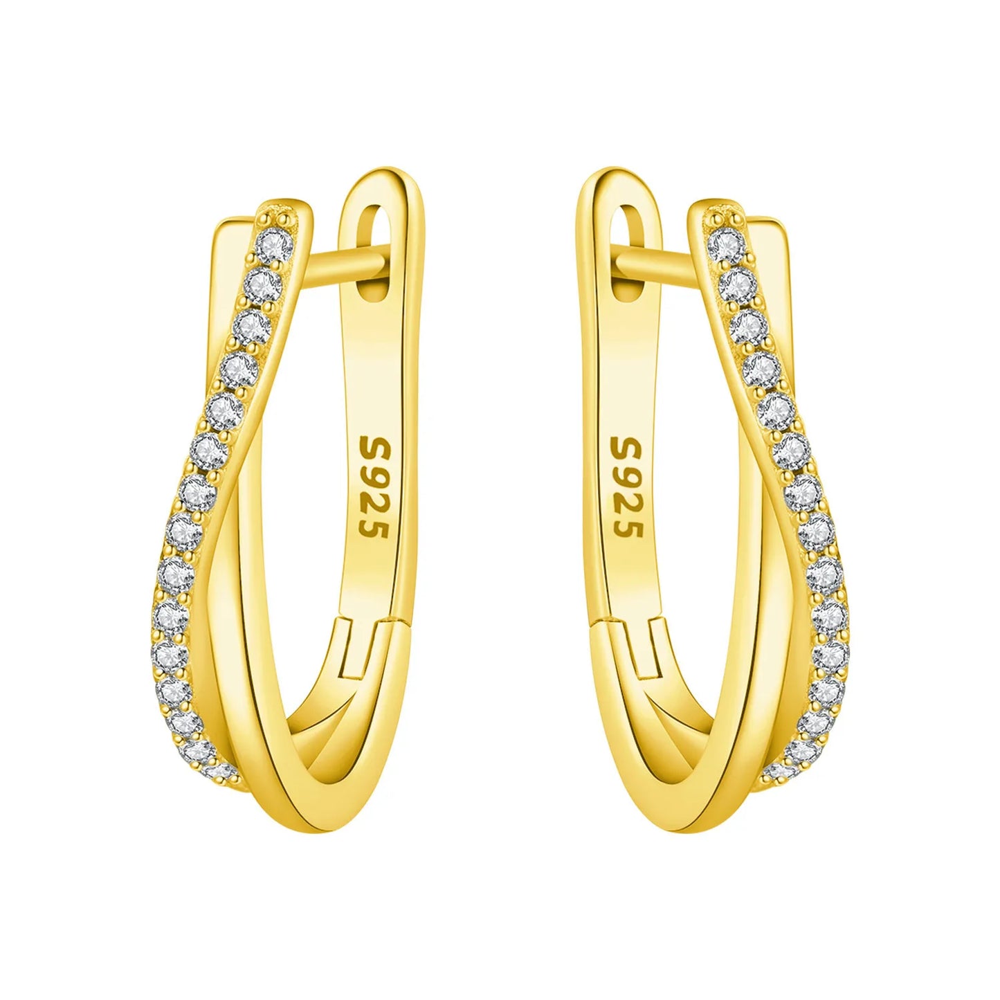 Original 2026 S925 Sterling Silver Zircon 18K Gold Lining Vintage Hoop Earrings for Women Birthday Party Wedding Gift Jewellery