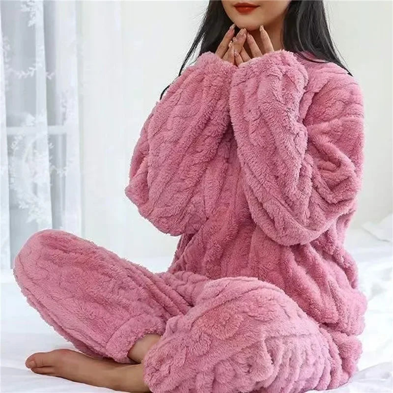 Women's Jacquard Fleece Pajama Set - Thick Plush Winter Sleepwear - photo 11