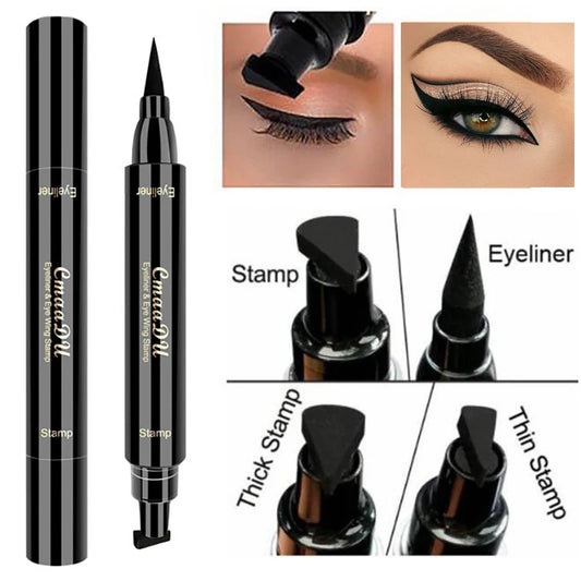 Double-Ended Stamp Liquid Eyeliner Pen – Waterproof Fast-Dry Black Eye Liner with Seal Stamp