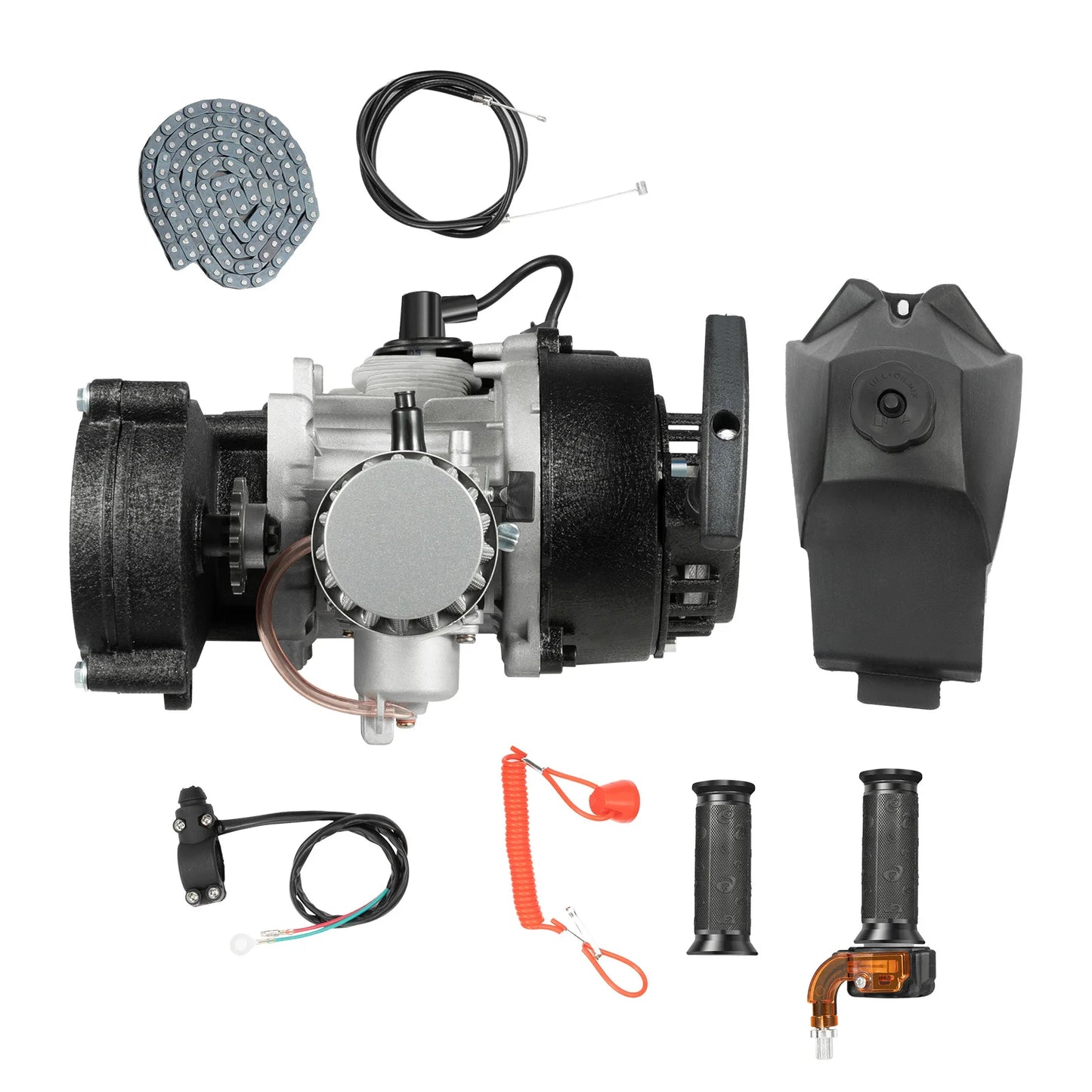 49cc Dirt Bike Engine, Aluminum Construction, 0.32Gal Fuel Tank, Air Cooling System, Low Fuel Consumption