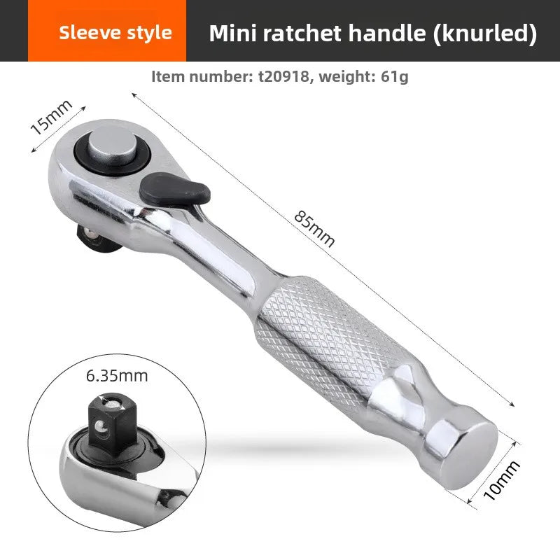 1/4 Ratchet Double Head Fast Ratchet Wrench Double-Ended Mini Socket Wrench Set Bicycle Workshop Tool Hand Tools