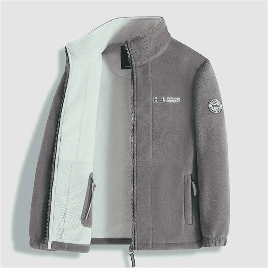 Men's Thick Polar Fleece Winter Jacket - Warm Zip-Up Outdoor Coat