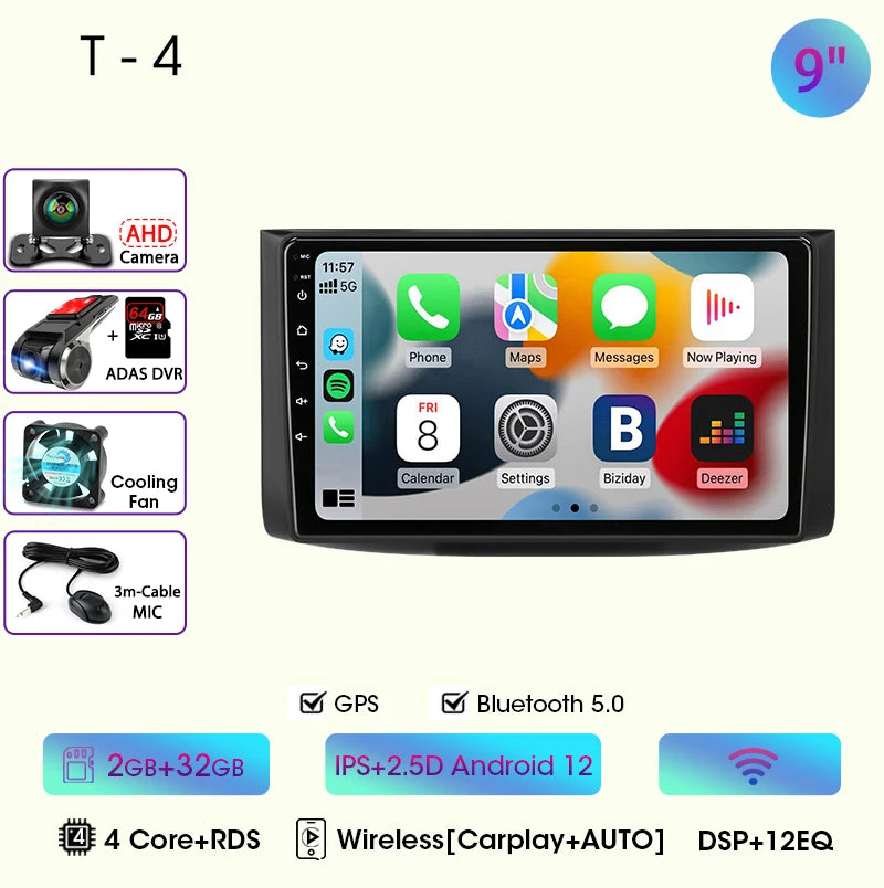 JMCQ Car Radio For Chevrolet Aveo 2006 2007 2008 2009 2010 2011 2012 2din Android12 Carplay Multimidia Video Player Head Unit