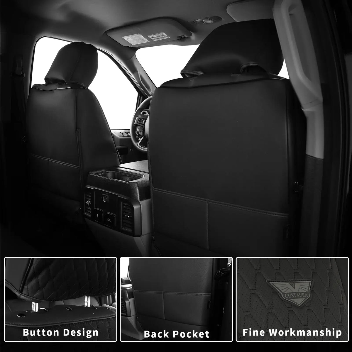 EKR Universal Car Seat Covers 5 Seats Full Set For Toyota Honda Lexus Ford Kia Hyundai Audi Waterproof Leather Auto Seat Protection All-Season Universal Fit Most Car Sedan SUV Car Accessories