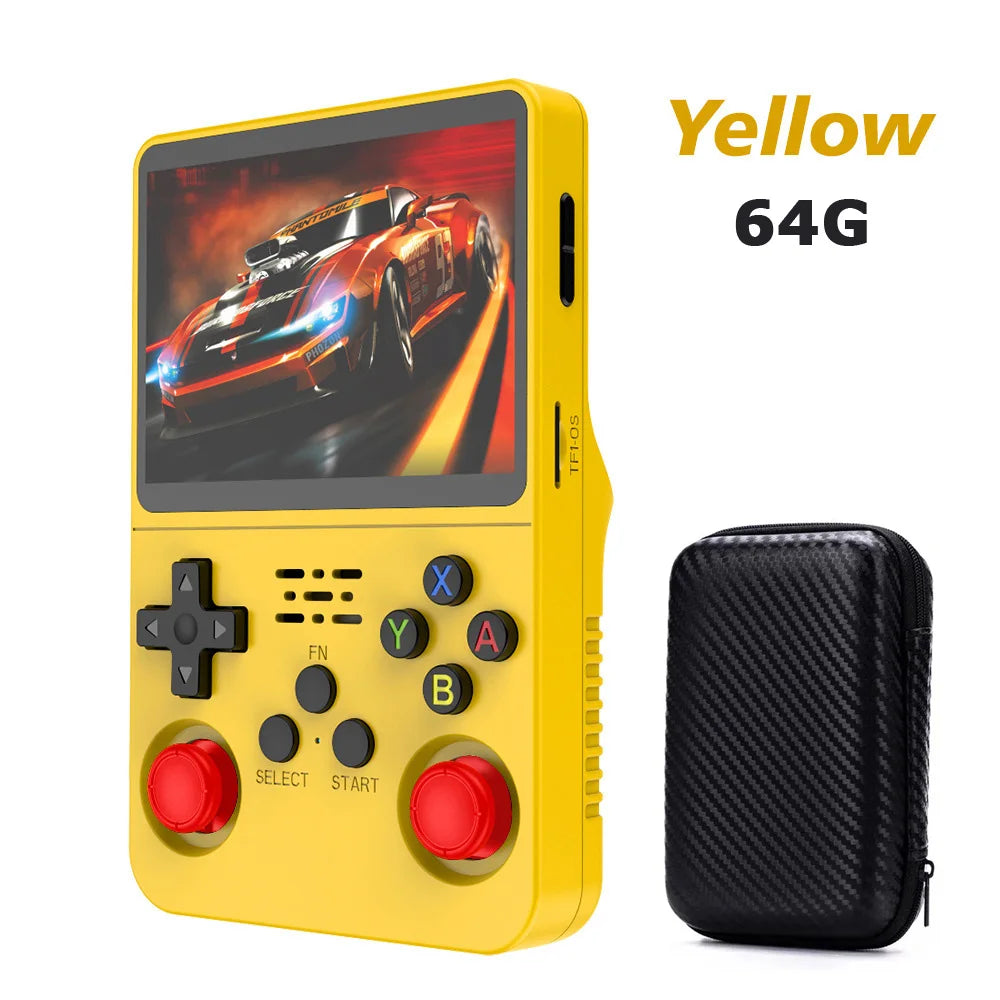 64GB/128GB Open Source R36S Video Game Console Linux System 3.5 Inch IPS Screen Orange Portable Pocket Video Player With bag