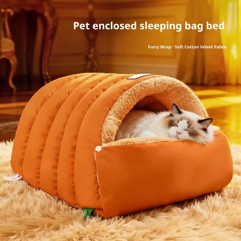 Semi-Enclosed Cat Cave Bed - Washable Winter Cat House with Non-Slip Base - photo 6