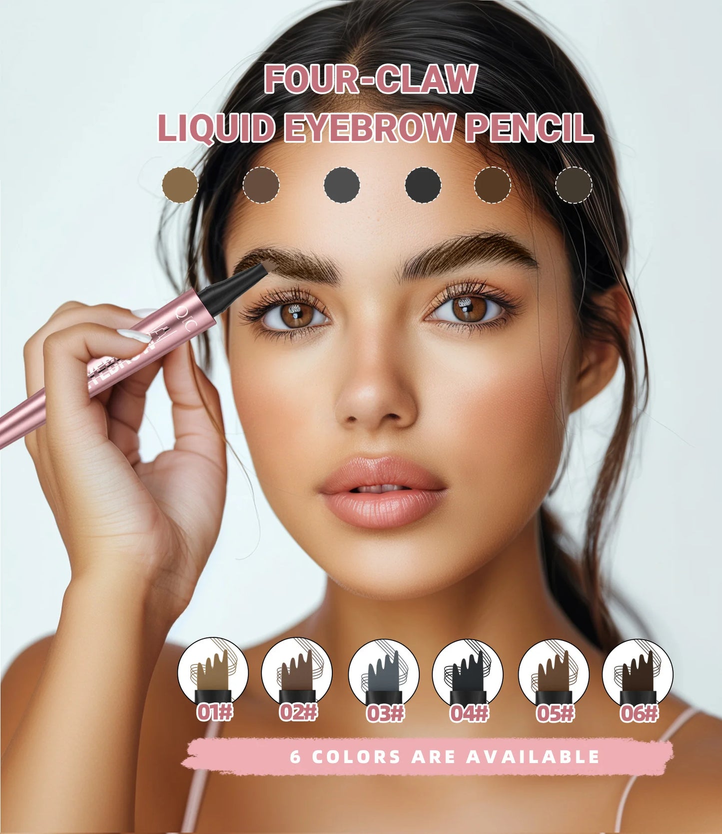 4 Fork Tip Eyebrow Pencil 3D Microblading Waterproof Dark Brown Natural Colour Fine Stroke Magic Eyebrow Pencil 2026 New Ladies
