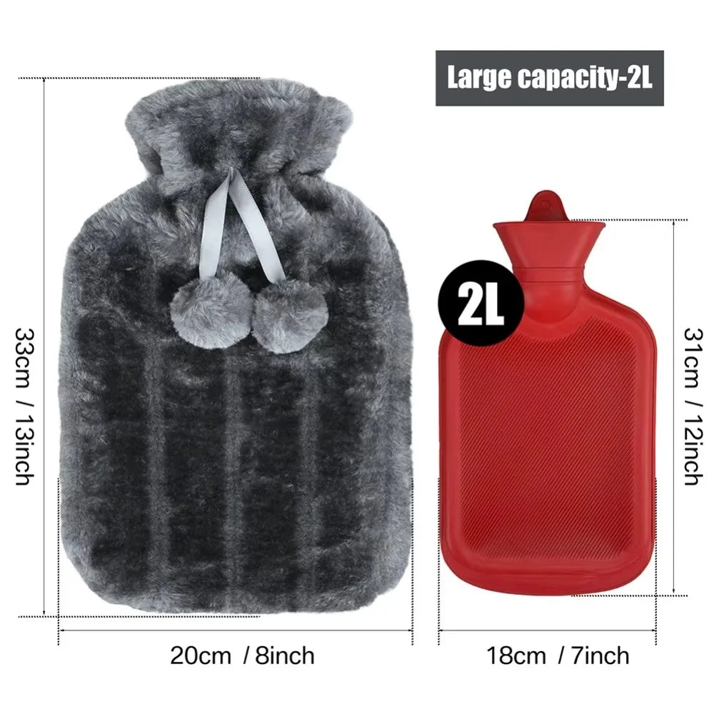 Plush Hot Water Bottle with Removable Cover - Washable Hand and Feet Warmer - photo 6