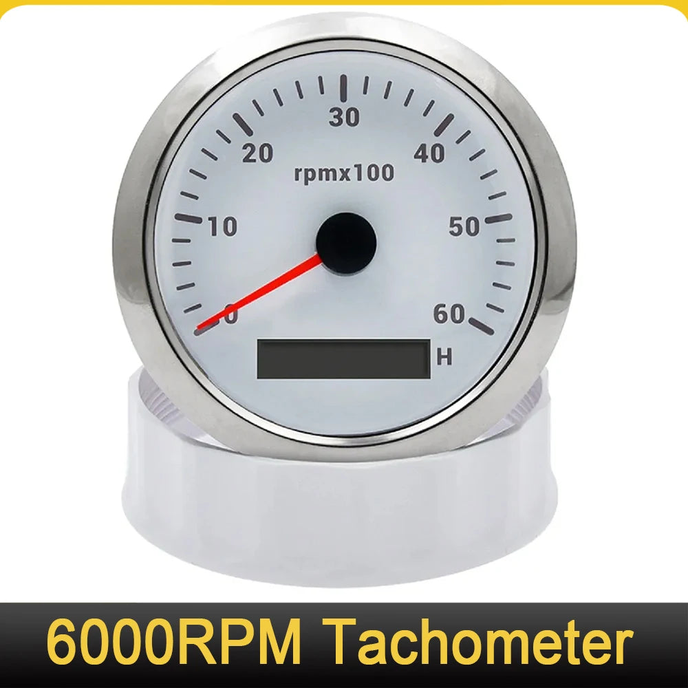 85mm Marine Tachometer With 7 Colors Backlight Hourmeter For Boat Yacht RV Camper 9-32V
