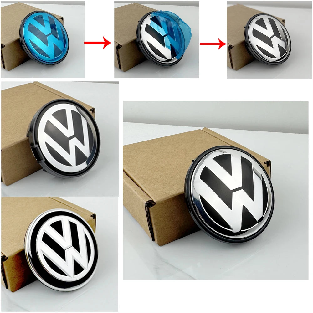 VW Volkswagen Car Wheel Center Hub Caps Cover 3D 4pcs 55mm 56mm 65mm 70mm for 4 5 6 7 Passat B5 B6 B7 Polo Touran CC accessories