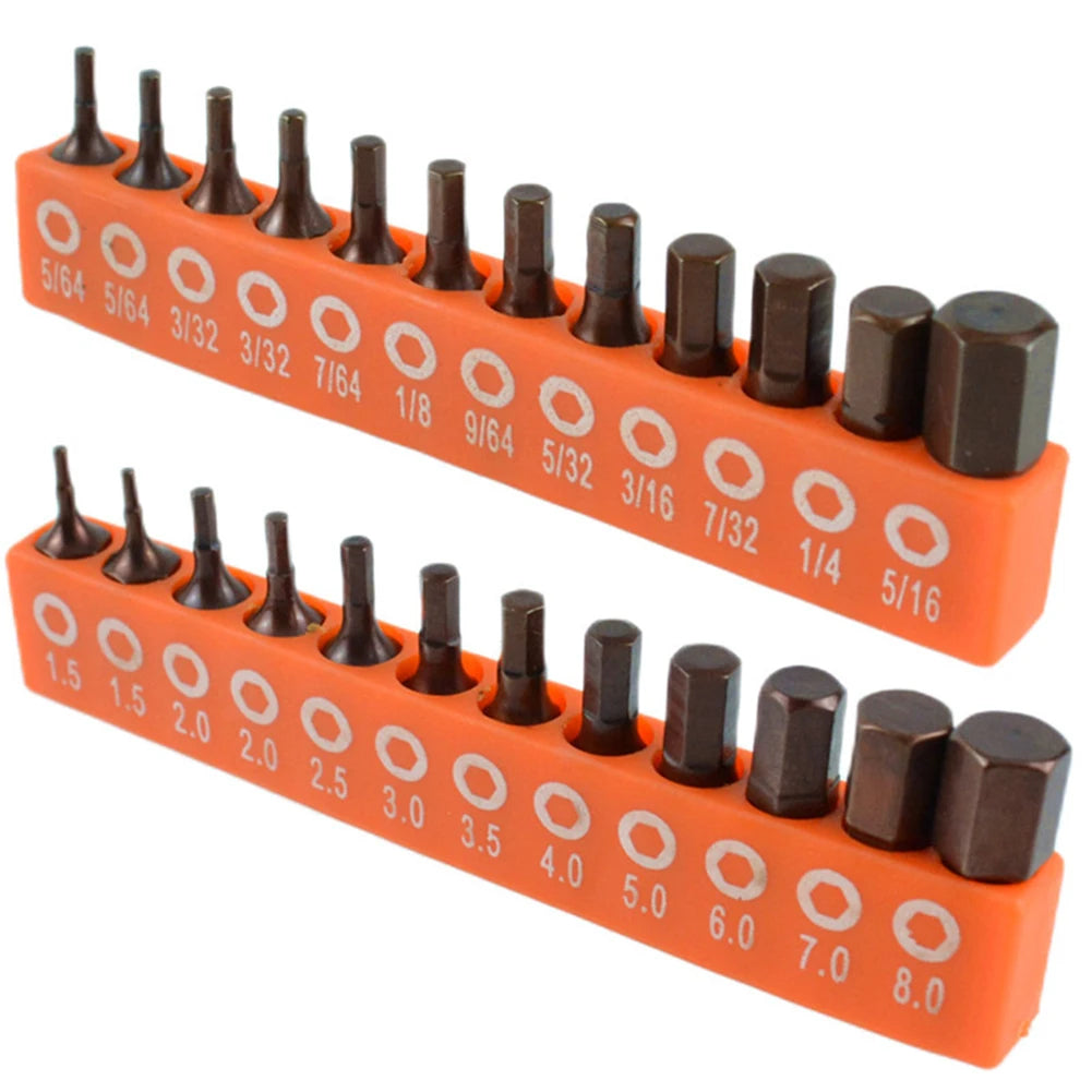 12/24pc Hex Screwdriver Bit Set — Magnetic 25mm 1/4" Alloy Steel Driver Bits