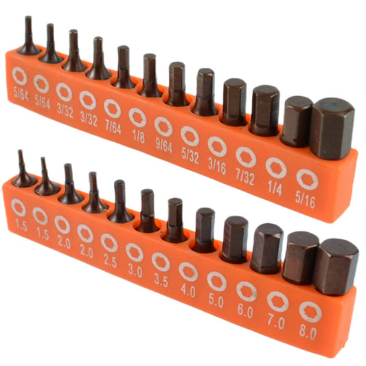 12/24pc Hex Screwdriver Bit Set — Magnetic 25mm 1/4" Alloy Steel Driver Bits