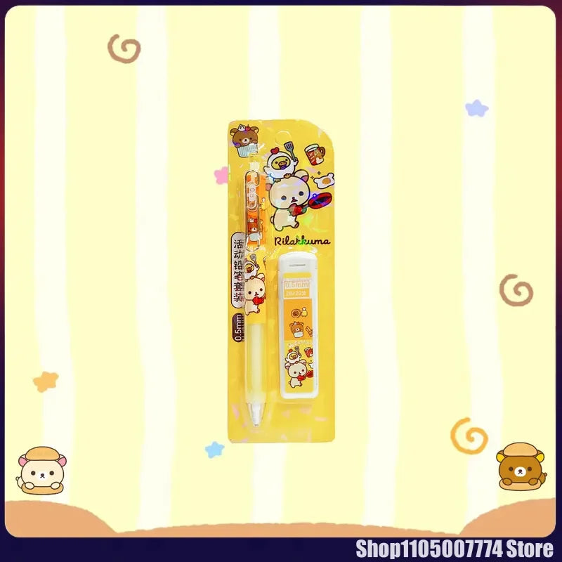 4/24pcs Kawaii Rilakkuma Bear Mechanical Pencil Set Stationery Refill Not Easy To Break Lead Automatic Pencil Wholesale Students