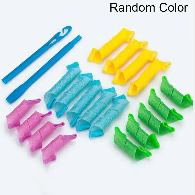 Heatless Hair Roller Spiral Hair Curlers Magic Curls Hair Rollers with Hooks No Heat Hair Curlers DIY Curly Hair Styling Kit