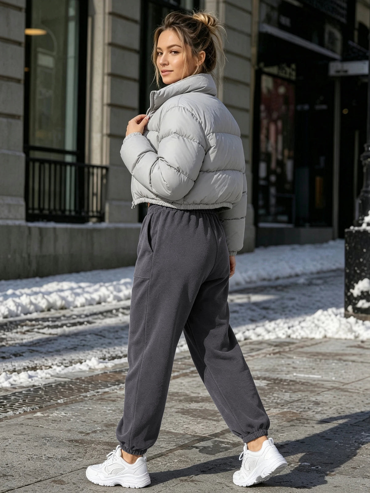 Women's Sherpa Fleece Sweatpants - Thick Drawstring Joggers with Pockets - photo 2