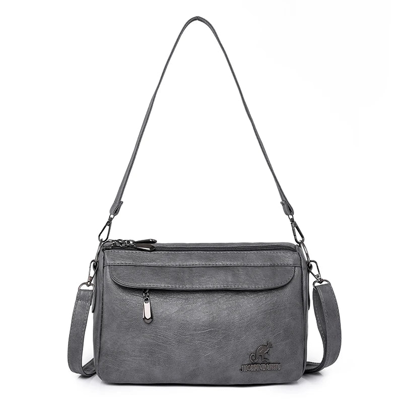 Women's Vintage Faux Leather Crossbody Bag - Zip Shoulder Purse - photo 8