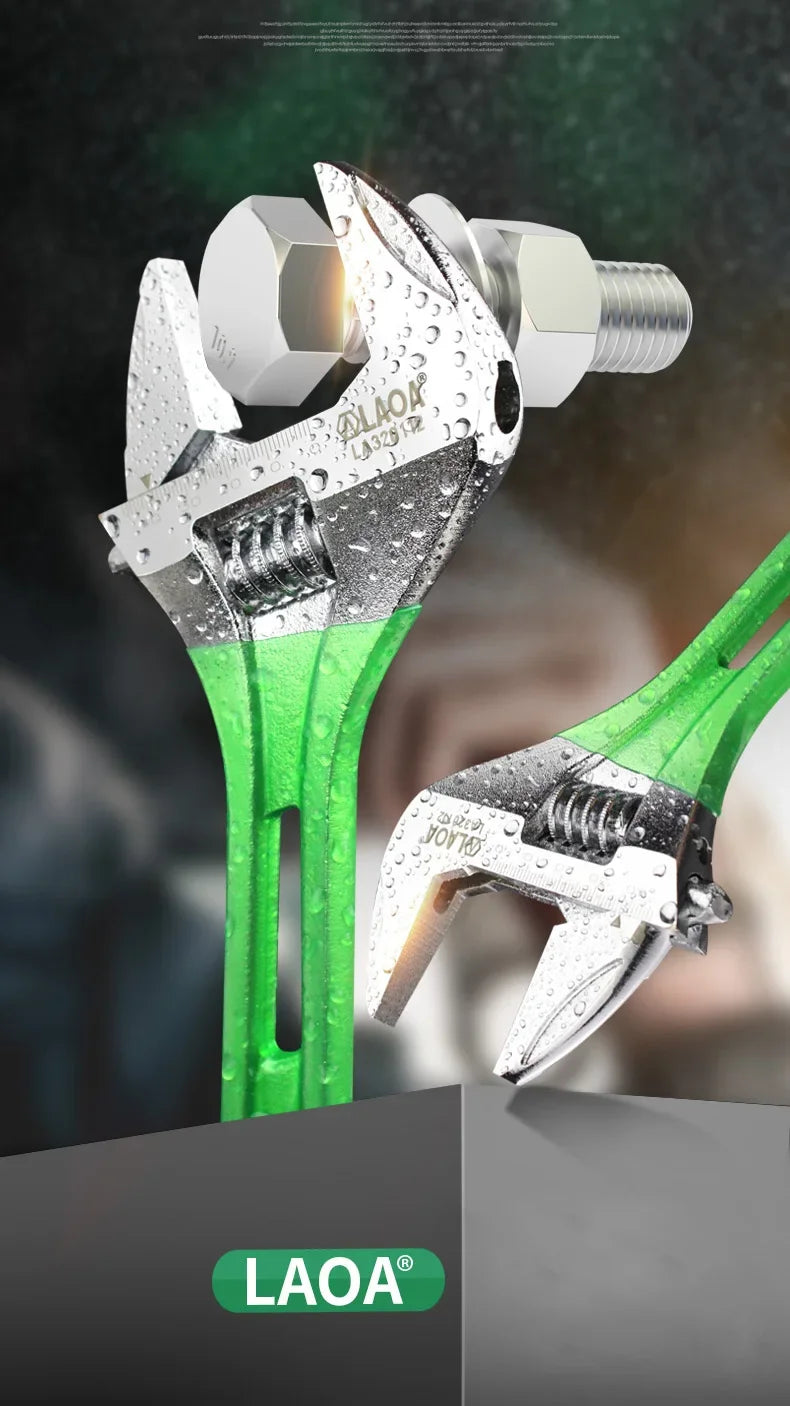 LAOA Short Handle Wrench Adjustable Light Weight Large Open Spanner 6" 8" 10" 12" Repair Tool