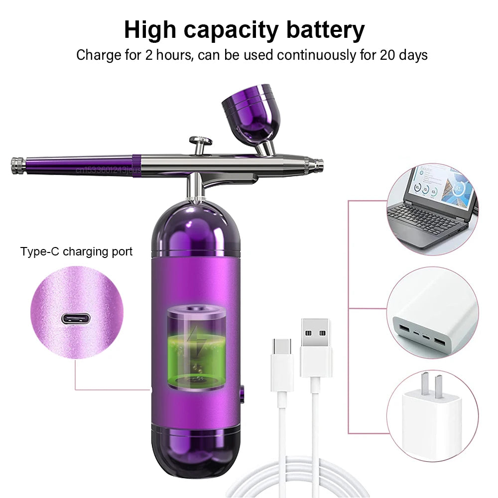 Portable Airbrush Nail With Compressor Airbrush Rechargeable Wireless Handheld Spary Gun for Nails Art Painting Craft