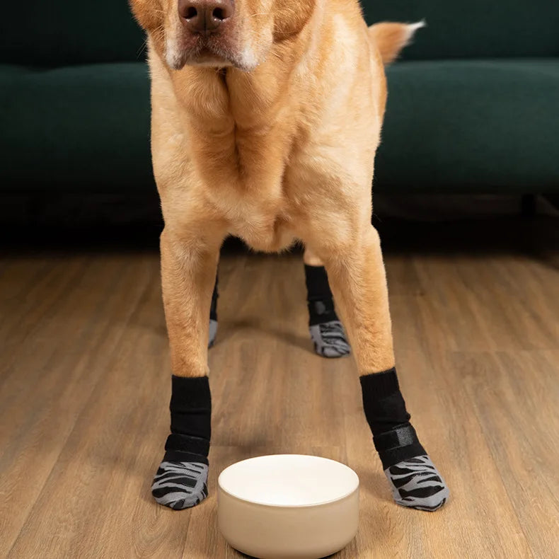Anti-Slip Pet Dog Socks Paw Protector Traction Control Adjustable Indoor Wear Knitted Pet Socks Machine Washable 4pcs/pack