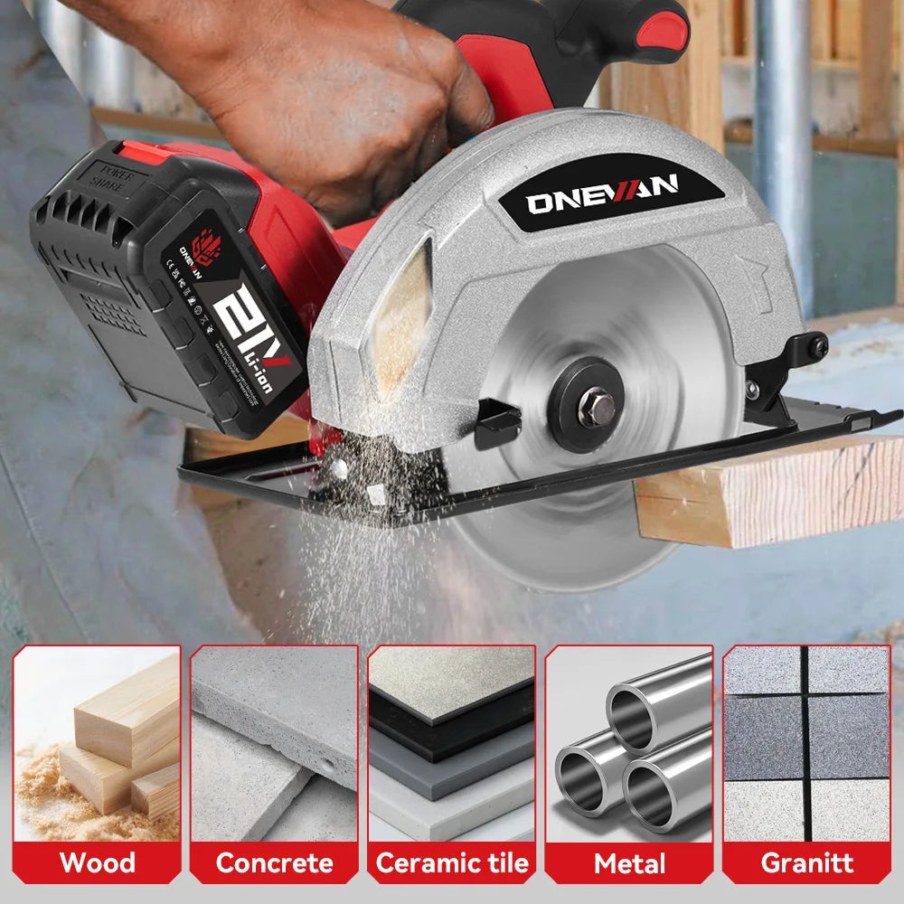 ONEVAN 4000W Brushless Electric Circular Saw 7Inch Cordless Rechargeable Portable Cutting Wood Power Tool For Makita Battery Pin