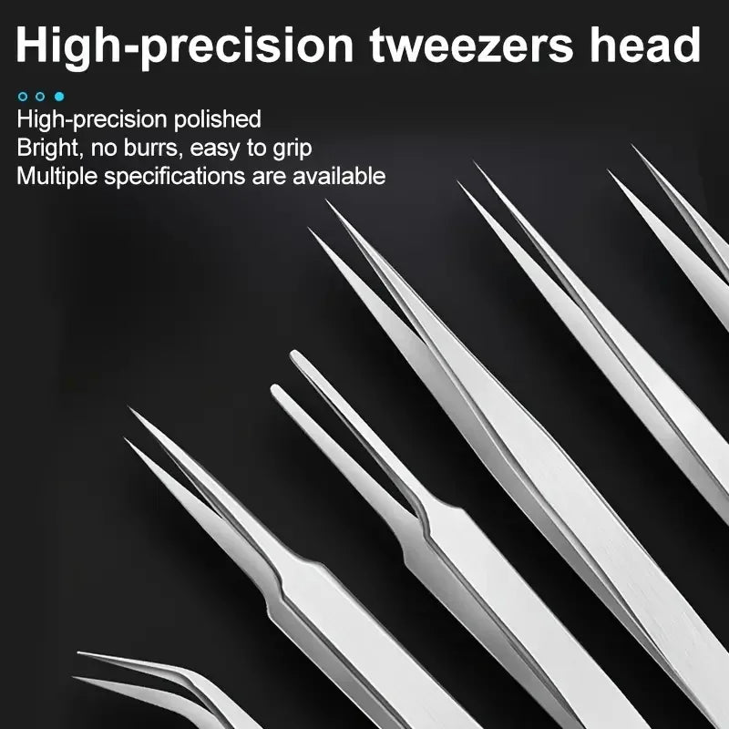 6-Piece Stainless Steel Tweezers Set Ts-15 for Succulent Plant DIY Elbow Gooi Tweezers Gardening Tools Kit