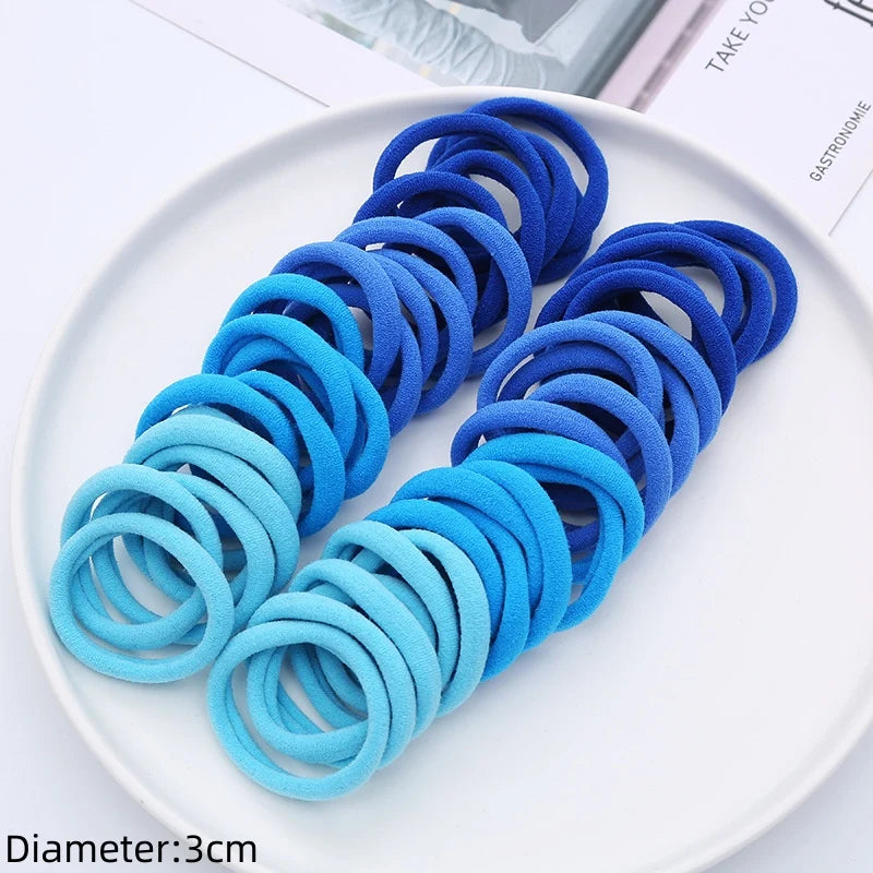 50pcs Black Elastic Hair Band Leagues Ties Colets Scrunchies Springs Gum Accessory For Girl Women No Damage Pigtails Holder Set
