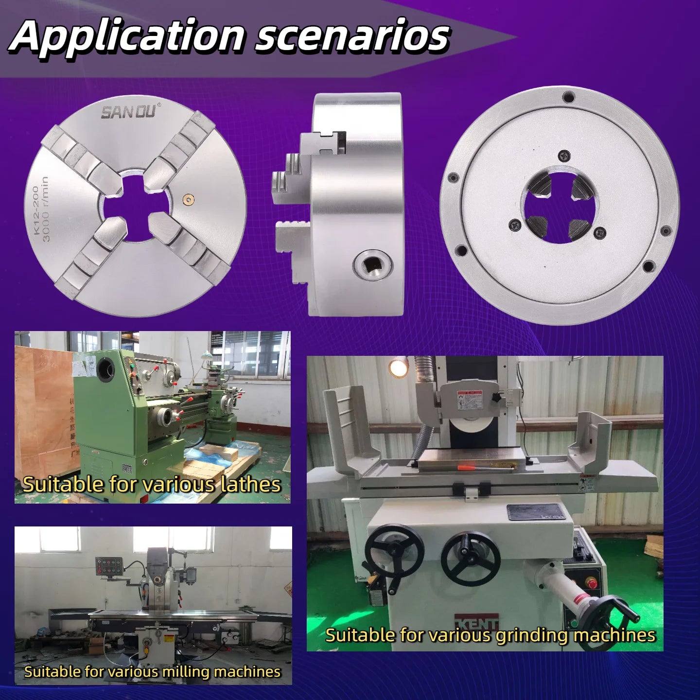 80/100/125mm Precision 4-Jaw Self-Centering Lathe Chuck - Iron & Steel Wide Clamping Range Automatic Centering for Machine Tools