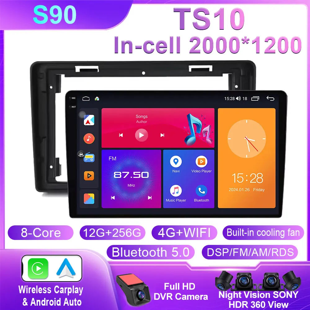 Car Stereo with Apple CarPlay & Android Auto, Compatible with Citroen C2 & C3 (2001-2010)