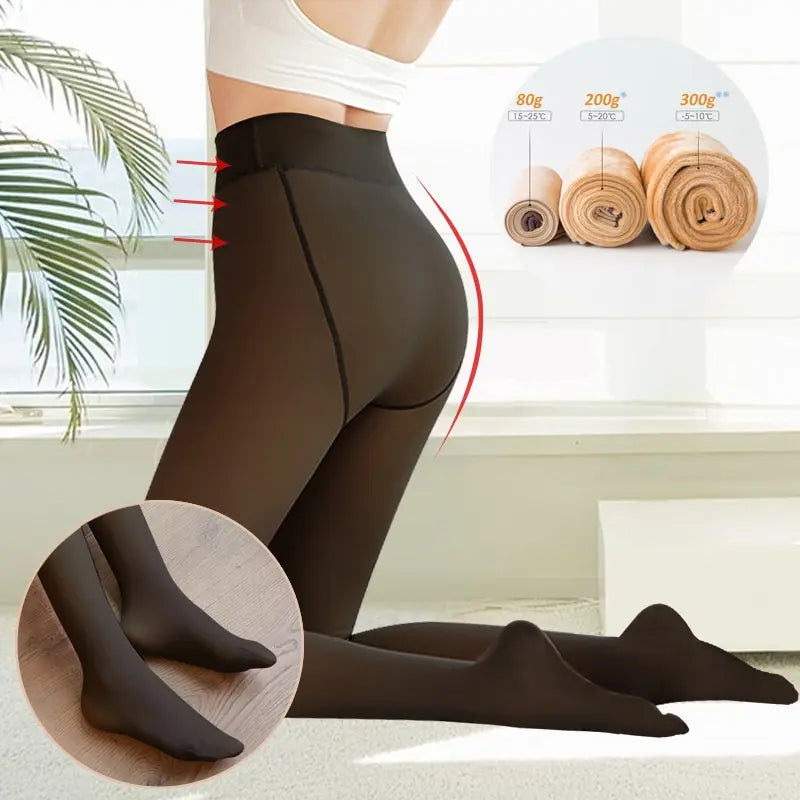 Women's Fleece Tights - Fake Translucent Thermal Pantyhose - photo 14