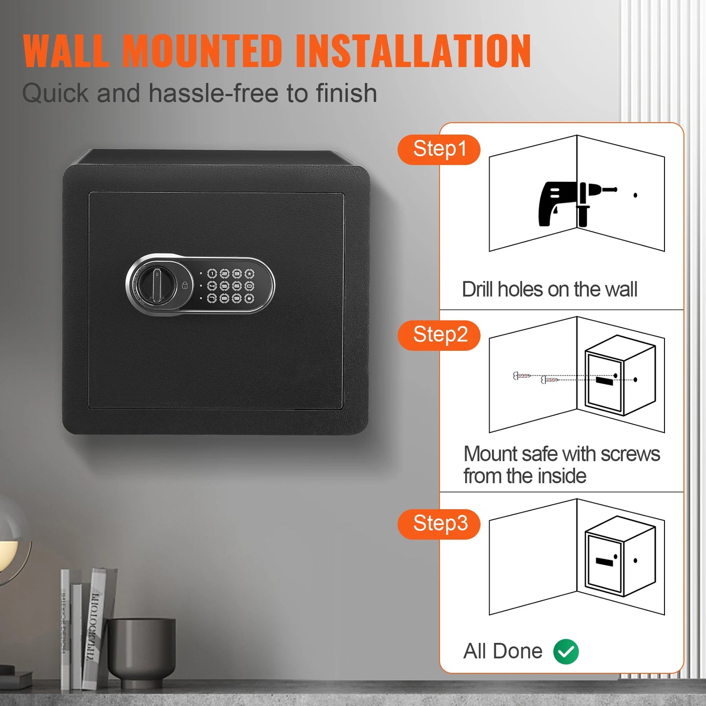 SucceBuy 1.2 Cu Ft Digital Steel Security Safe — Keypad & Override Keys