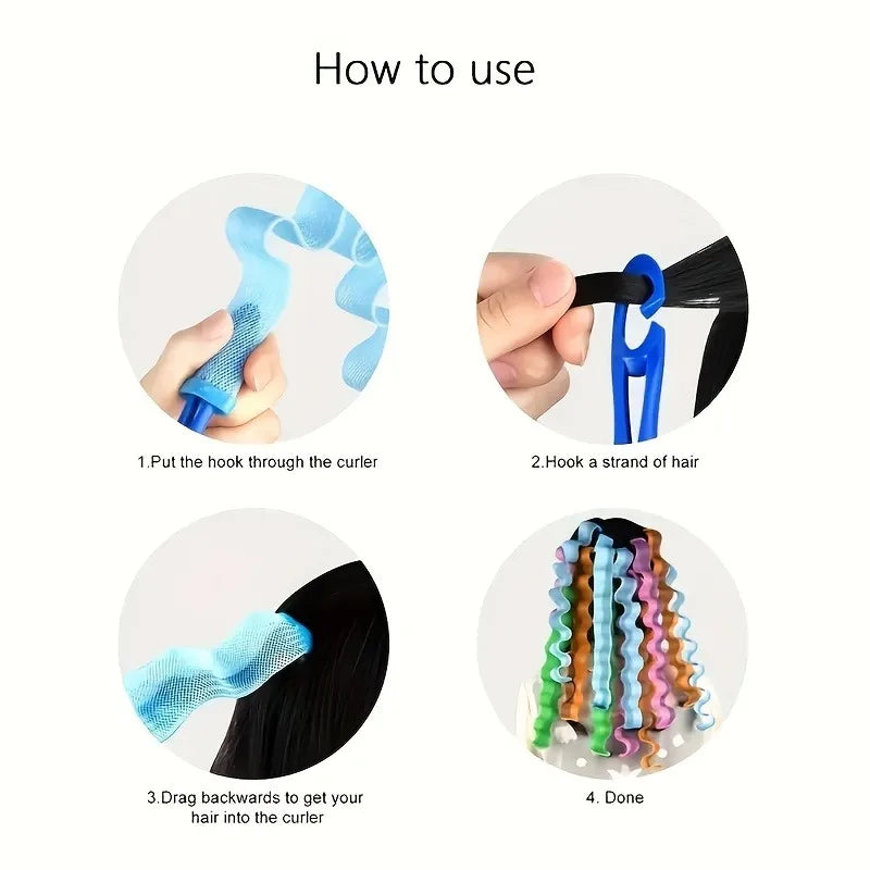 Heatless Hair Roller Spiral Hair Curlers Magic Curls Hair Rollers with Hooks No Heat Hair Curlers DIY Curly Hair Styling Kit