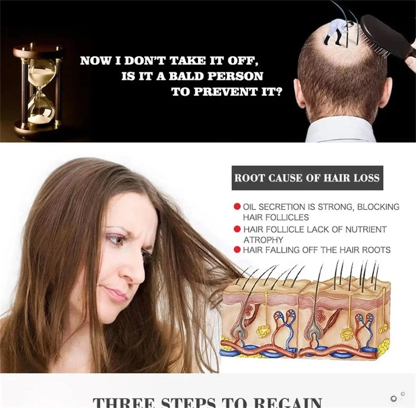 7 Days Fast Batana Oil Hair Growth Serum Anti-loss Hair Regrowth Products Repair Damaged Hair Roots Hair Care For Women Men