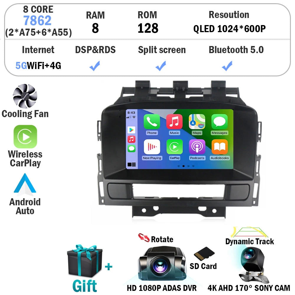 Car Stereo with Apple CarPlay & Android Auto, Compatible with Buick Excelle GT XT & Opel Astra J