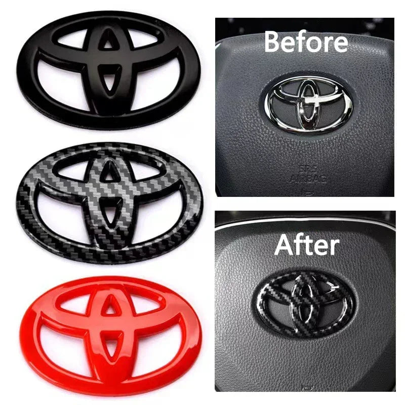 1PCS ABS Toyota Logo Car Emblem Steering Wheel Sticker For Toyota Hilux Prius Avensis Auris Verso Corolla Camry Auto Accessories