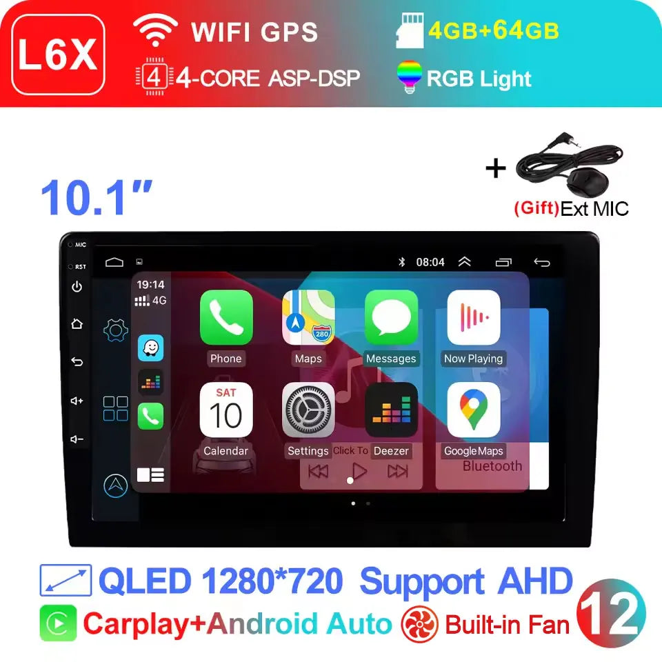 LEHX Universal 2-DIN Android Car Stereo (7"/9"/10") — Wireless CarPlay, Android Auto, GPS, 4G, WiFi