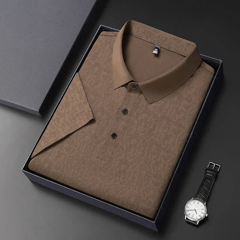 Men's Woven Textured Shirt - Wrinkle-Resistant, Full Button-Front