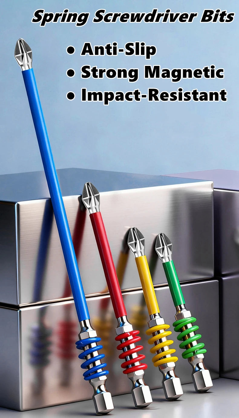 Spring Screwdriver Bits Magnetic PH2 Driver Screw Anti-slip 60/90/110mm 1/4'' Hex Shank Drill Head Electric Repair Tool