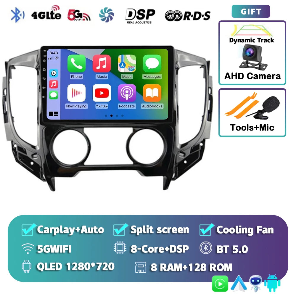 9" Android Car Stereo for Mitsubishi Pajero Sport 3 & L200 (2015–2019) — CarPlay, Android Auto, DSP, WiFi+4G