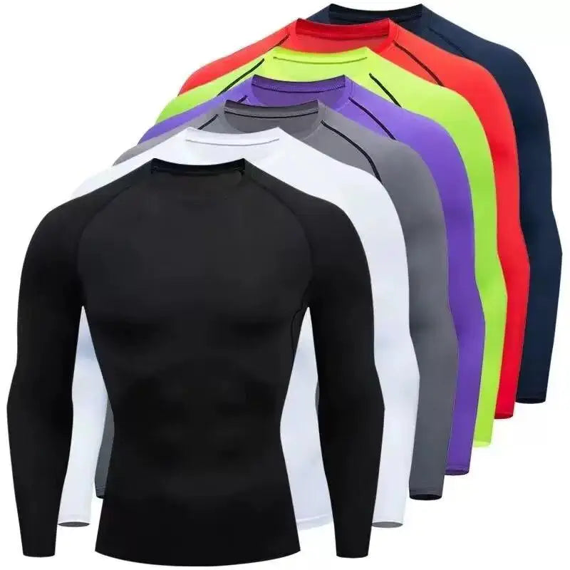 Men's Compression Long-Sleeve Top — Quick-Dry Gym Training & Workout Shirt
